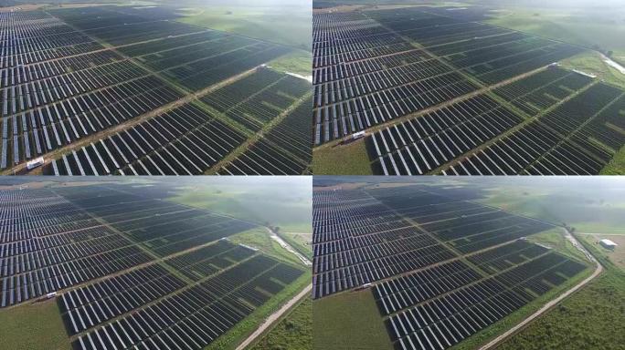 鸟瞰图离德克萨斯州奥斯汀郊外的大型韦伯维尔太阳能电池板农场很远