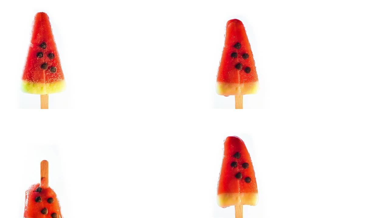 西瓜冰淇淋融化视觉创意视频素材笑容