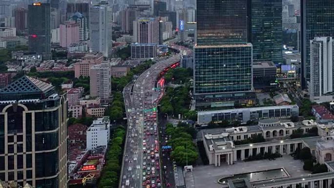 高清: 中国上哈延安路昼夜过渡