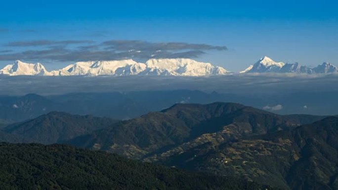 TL，PR，Kangchenjunga高山山脉，云移动