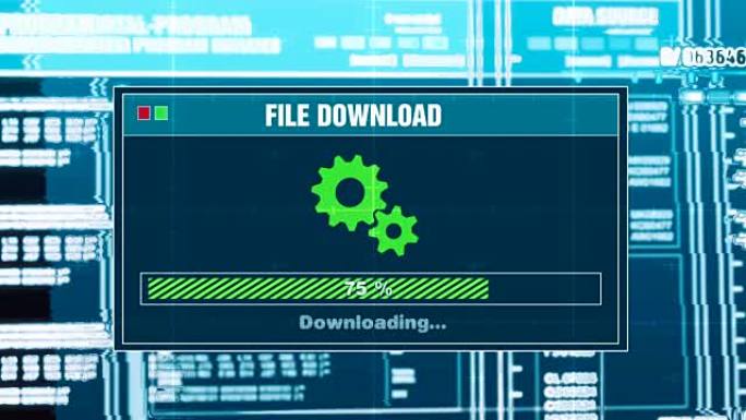 下载文件进度警告消息下载计算机屏幕上的失败警报，输入系统登录和密码。系统安全、网络犯罪、计算机黑客概