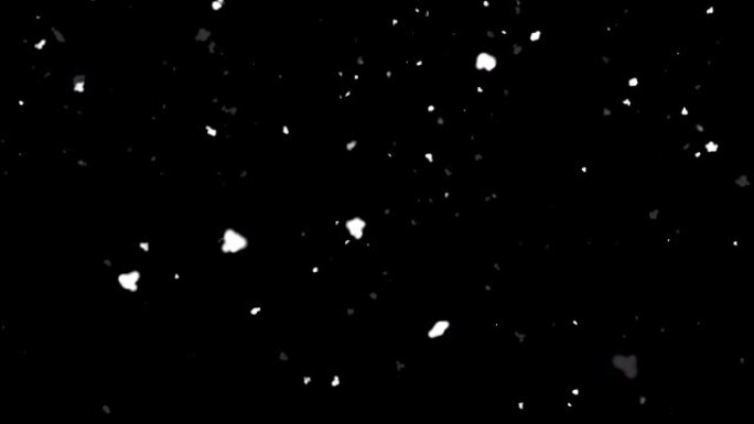 落雪孤立在黑色背景绿屏循环动画。