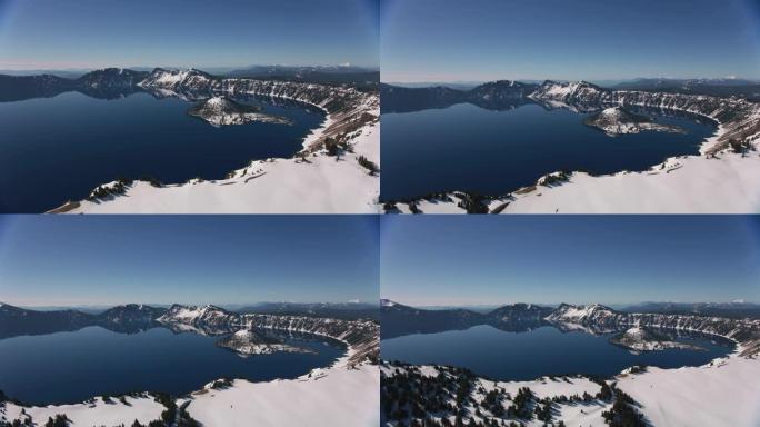 火山口湖的鸟瞰图。