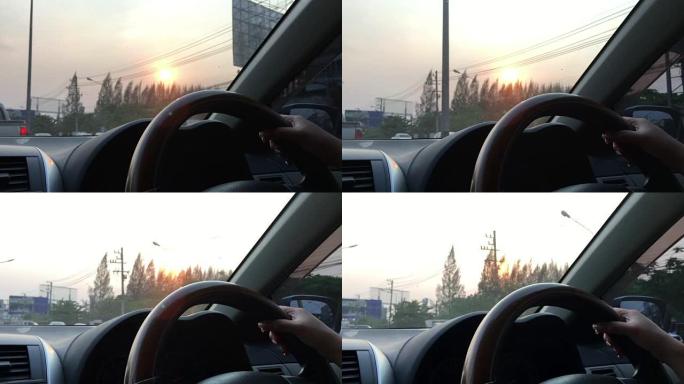 驾驶汽车场景，人手控制方向盘