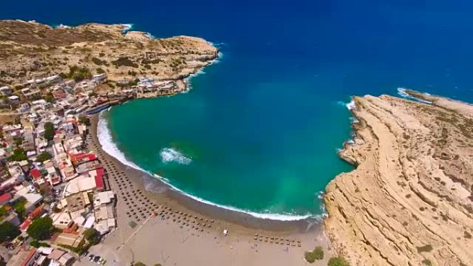 浅滩,克里特岛,希腊。空中无人机拍摄。