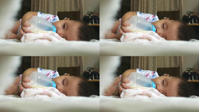 婴儿喝奶瓶时睡觉睡觉喝奶幼童