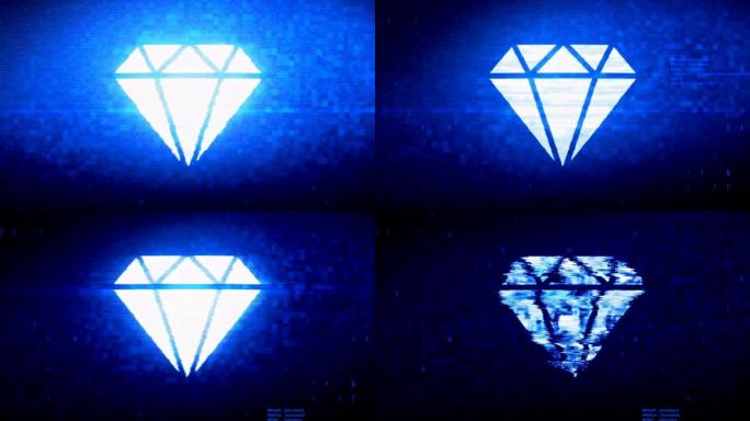 钻石符号数字像素噪声误差动画。
