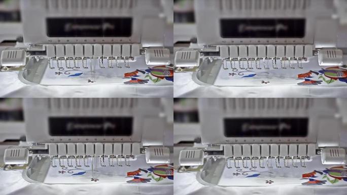自动化刺绣生产缝纫机工业视频素材自动化系