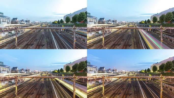 黄昏时分，东京市中心火车站交通繁忙。