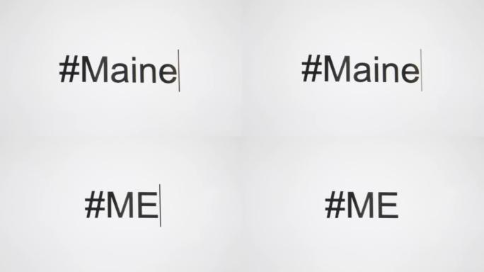 一个人在其计算机屏幕上键入 “# Maine”，然后跟随状态缩写