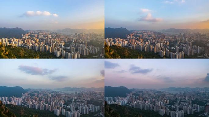 狮子山观景点，香港城市的夜城景观