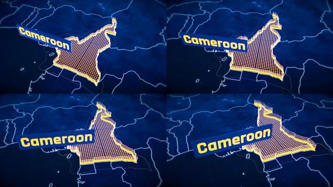 喀麦隆国家边界三维可视化，现代地图轮廓，旅行