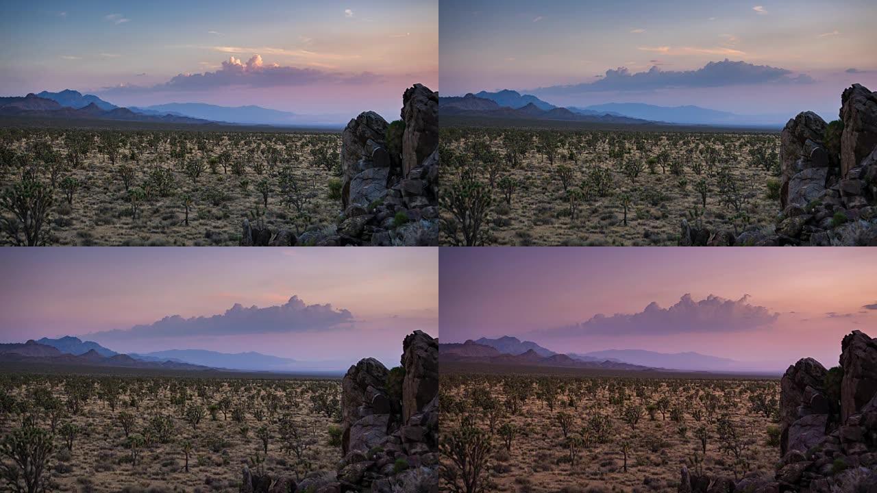 莫哈韦国家保护区日落时的戏剧性乌云