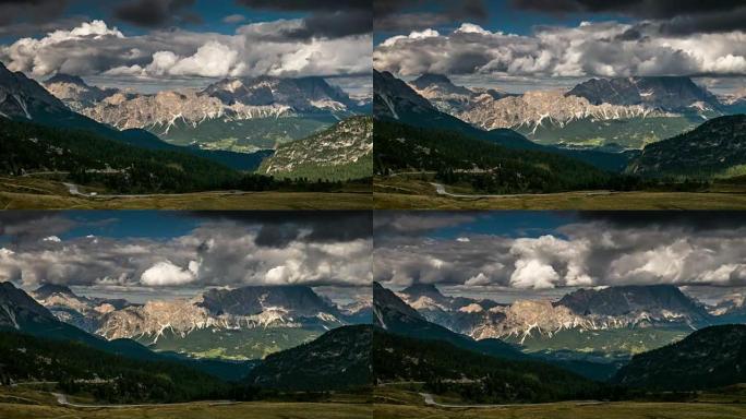 Giau Pass欧洲阿尔卑斯山山脉，Time Lapse，dolomites south tyro