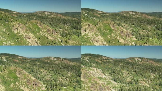 无人机飞越内华达山脉的山脊