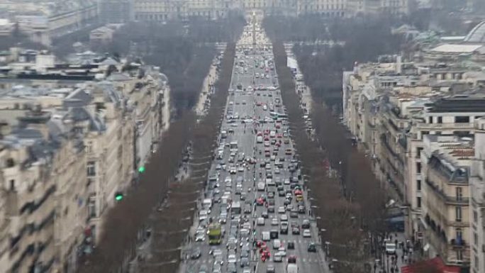 巴黎香榭丽舍大街的鸟瞰图
