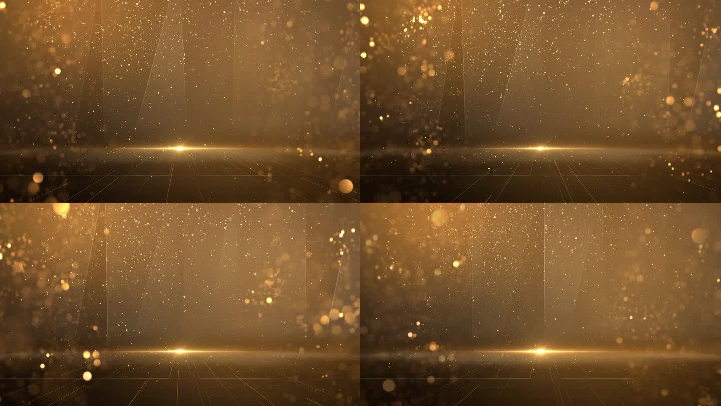 大气金色粒子光线舞台背景视频素材_循环