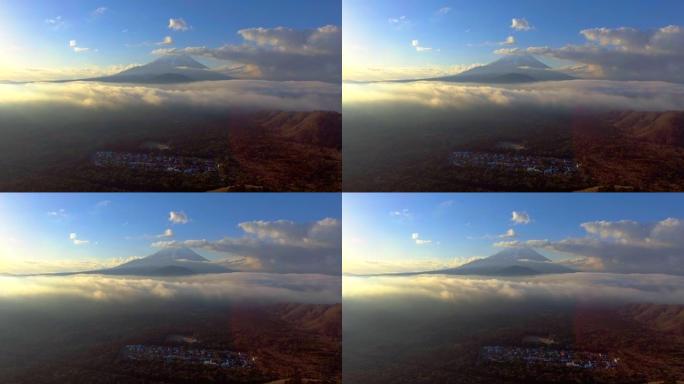 日本早晨的富士山