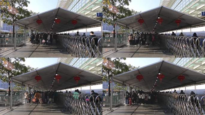 上海火车站排队进站的旅客