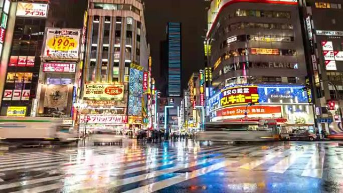 延时: 东京歌舞伎町新宿之夜的行人拥挤
