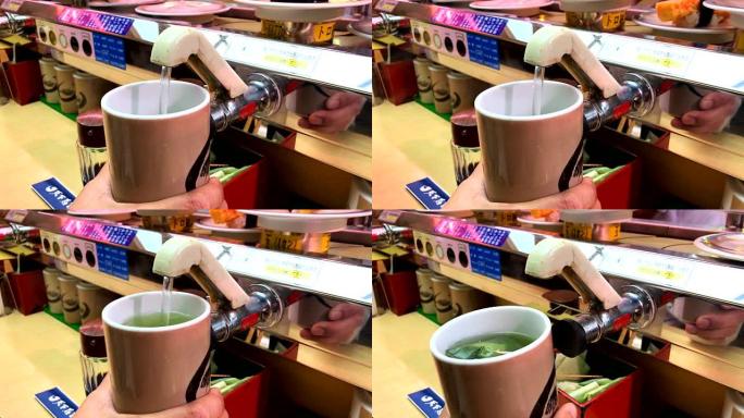 Pouring hot water in tea cup