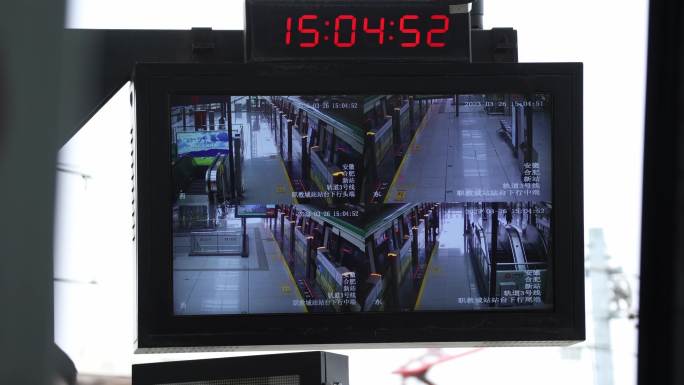 地铁监控画面地铁站监控车站摄像头监控室