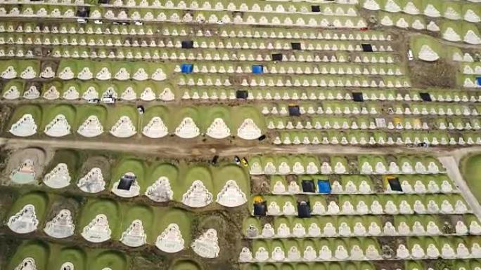 泰国春武里府Baanbung中国墓地的鸟瞰图。