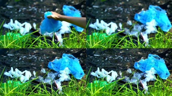人在脏湖里扔塑料袋不负责任的人对大自然的影响