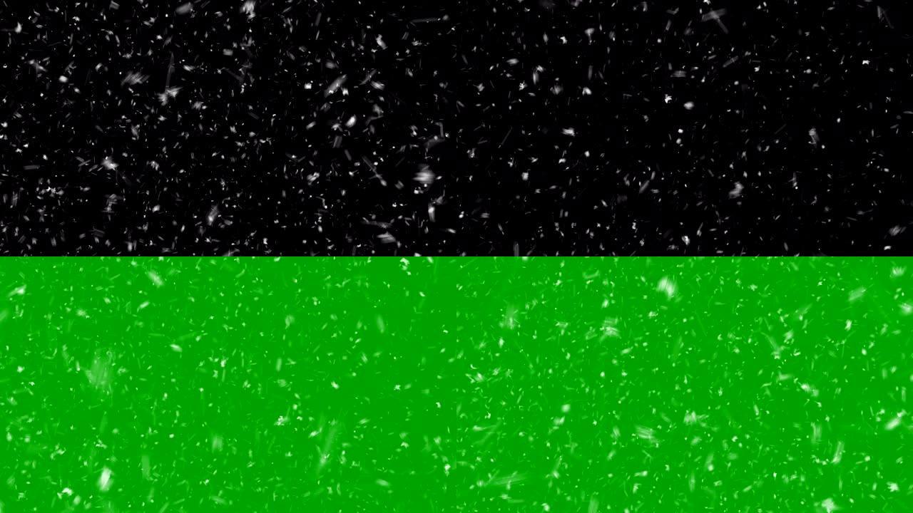 抽象快速落下的雪花颗粒雪尘绿色黑色屏幕循环动画