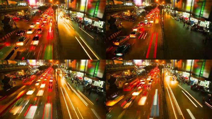 泰国曼谷的交通时间流逝