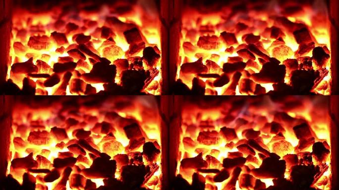 炉膛燃烧的煤烧烤碳烤烧碳