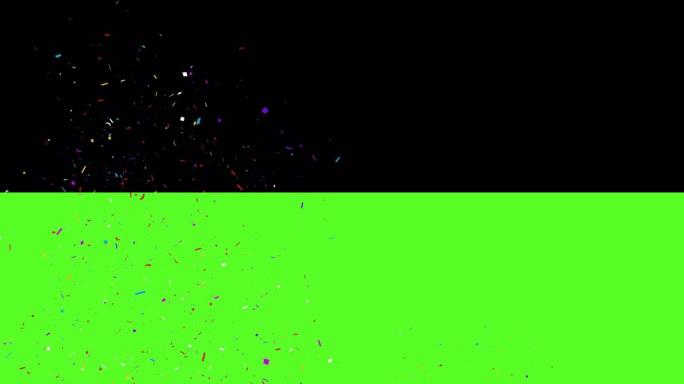 彩色五彩纸屑粒子形状落在绿屏循环动画上