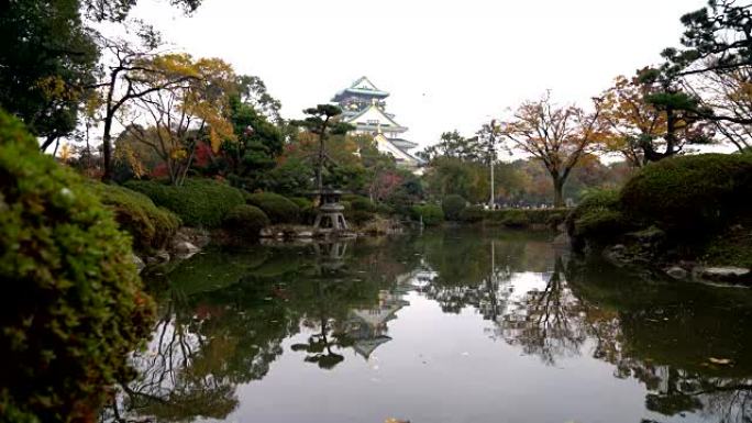 大阪城堡景区景点国外景色风光池塘水池