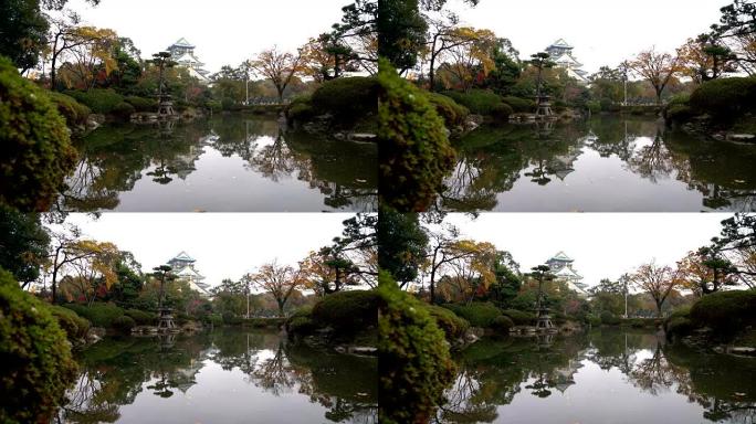 大阪城堡景区景点国外景色风光池塘水池