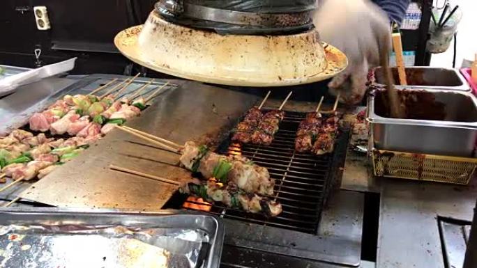 韩国明洞街烧烤猪肉