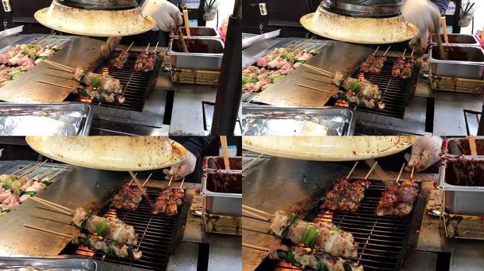 韩国明洞街烧烤猪肉