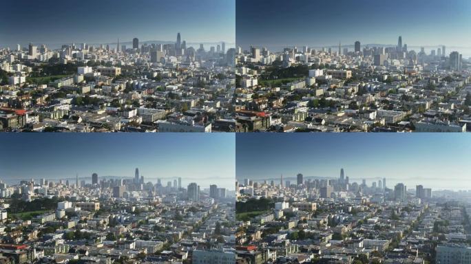 从上海特到金融区和海湾的旧金山无人驾驶飞机拍摄