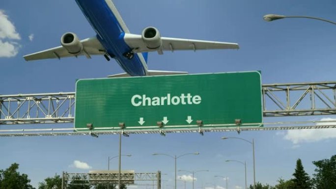 飞机起飞夏洛特飞机飞过路牌旅行目的地