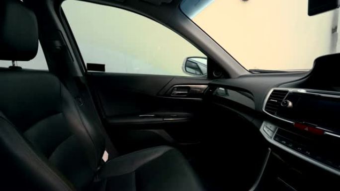 4k剪辑镜头内置现代汽车，黑色真皮座椅内置。