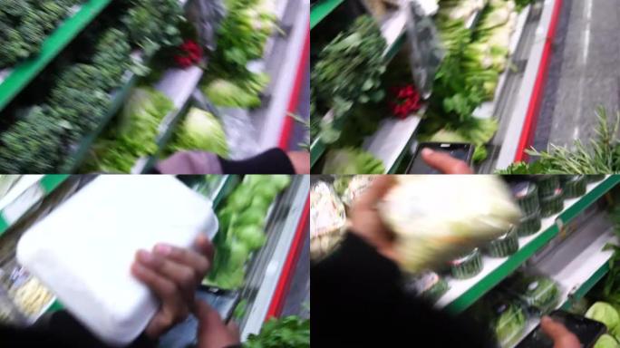 顾客在超市购买绿色蔬菜的观点