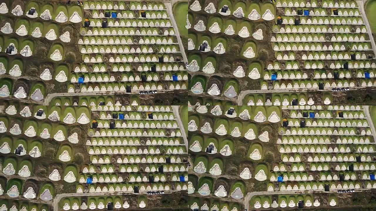 泰国春武里府Baanbung中国墓地的鸟瞰图。