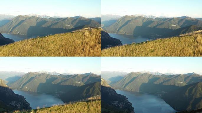 空中无人机景观山脉和森林