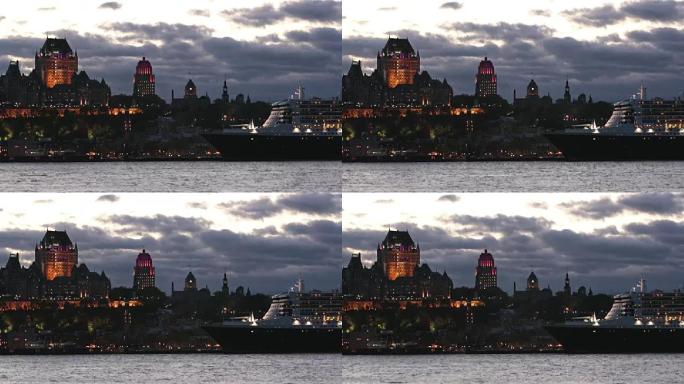 魁北克市日落时的城市景观