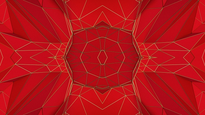 【4K时尚背景】红色金框空间华丽抽象几何