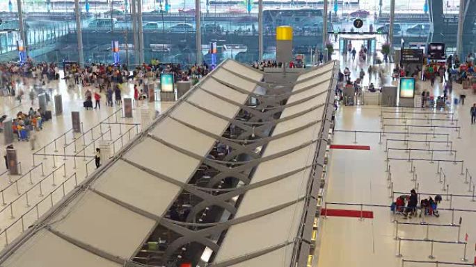 4k时间流逝: 拥挤的曼谷市国家机场