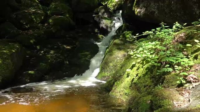岩石上长满苔藓的美丽山溪