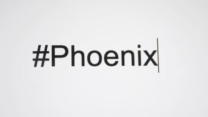 一个人在他们的电脑屏幕上输入 “# Phoenix”