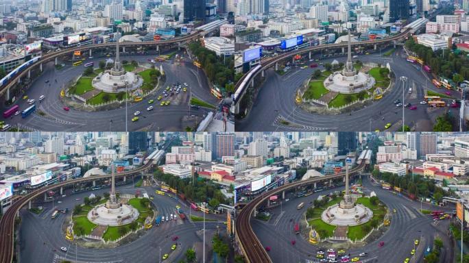 泰国曼谷胜利纪念碑地标的空中过度失误
