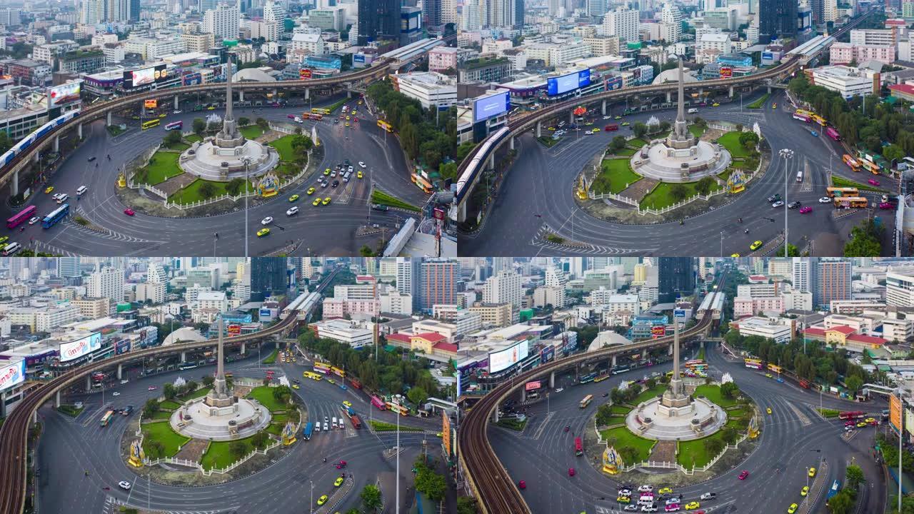 泰国曼谷胜利纪念碑地标的空中过度失误