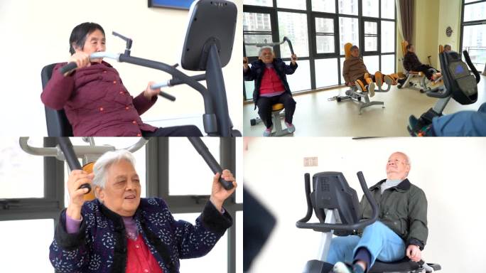 养老院敬老院内老年人健身锻炼身体